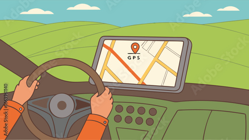 Navigating the Road Using GPS and Steering Wheel in a Car