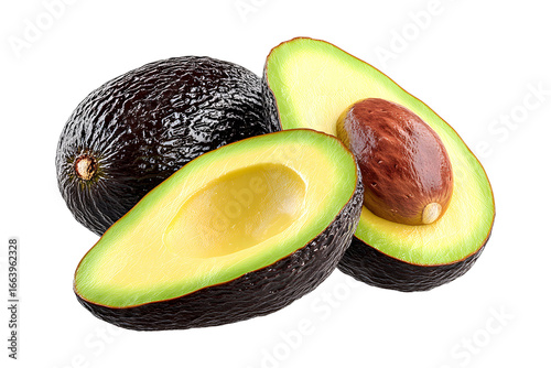 Close-up Studio Shot of Fresh Avocados on Black Background, Healthy Eating Concept