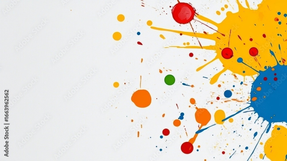 Vibrant Colorful Paint Splash on White Canvas Background Vibrant Colorful Paint Splash on White Canvas Background