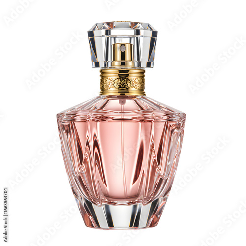 Elegant Perfume Bottle: Pink Fragrance in Crystal Design