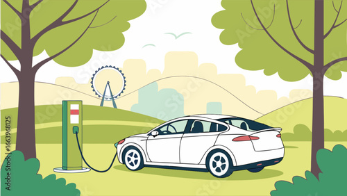 Electric Vehicle Charging in a Park Sustainable Transportation and Clean Energy