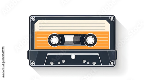 Old music cassette tape icon in flat style,  isolated on white background, Retro music audio cassette, vector illustration