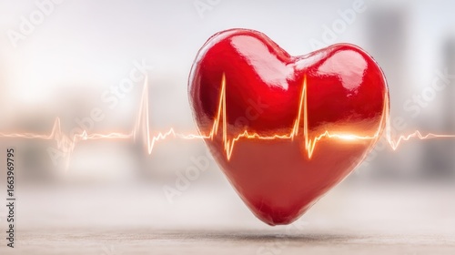 Vitality and Life: An artful representation of the human heart, radiating with the energy of life, interwoven with a pulsating lifeline symbol, celebrating health and well-being.