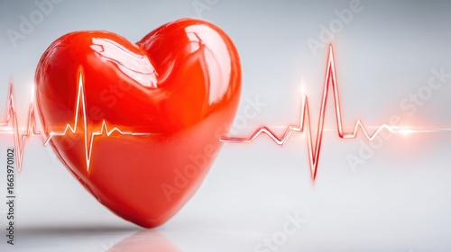 Animated Heart and Pulse: A realistic image of a bright red heart, accompanied by a rhythmic pulse, symbolizing life and vitality. The heart's animated glow conveys health and wellness. 