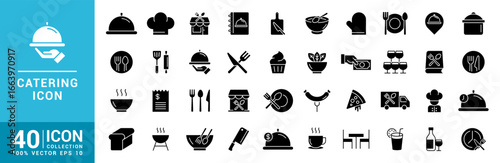 Collection of catering icons. Cooking, chef, menu, restaurant. Vector design template EPS 10.