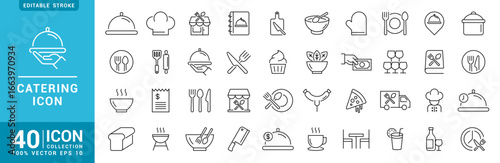 Collection of catering icons. Cooking, chef, menu, restaurant. Vector design template EPS 10.