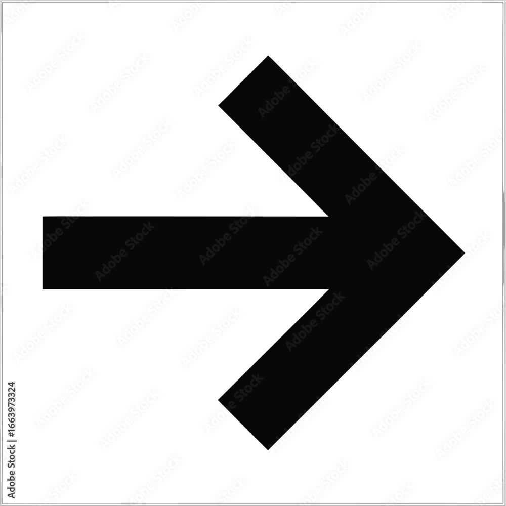 Fototapeta premium Black Arrow Pointing Right on White Background direction pointer