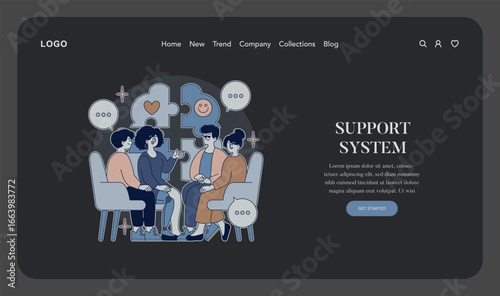Group Support Session in Modern Website Interface Design
