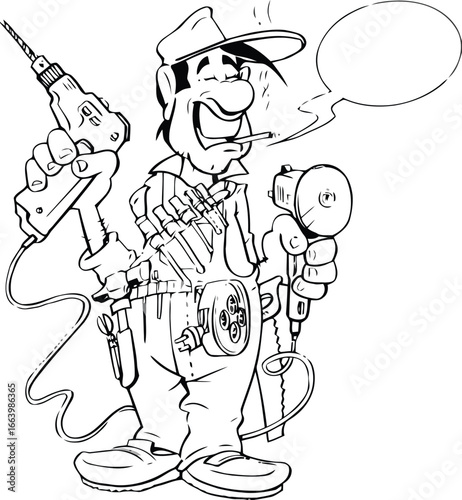 Skilled carpenter with tools and building materials representing craftsmanship and construction expertise in a professional design