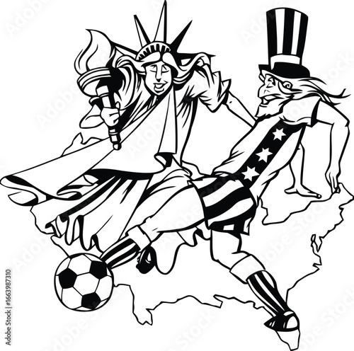 Vector illustration of a soccer football player with a sword and a helmet, like a warrior