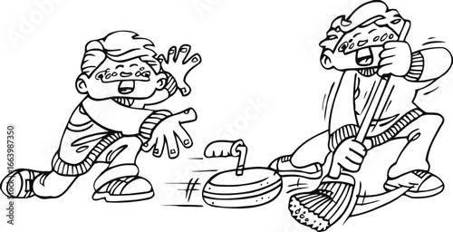 Two men cleaning the floor together depicted in a clean modern vector illustration with a focus on teamwork and hygiene