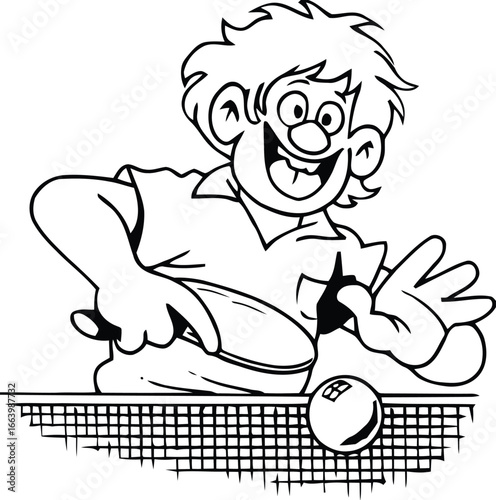 Dynamic illustration of a skilled table tennis player in action captured with vibrant colors and clean lines perfect for sports branding and promotional materials