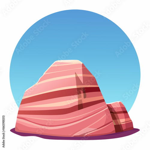 Natural rock formation along isolated flat vector illustration on white background
4