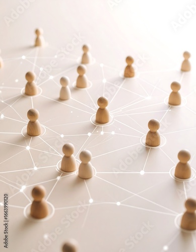 Light beige figures interconnected by lines