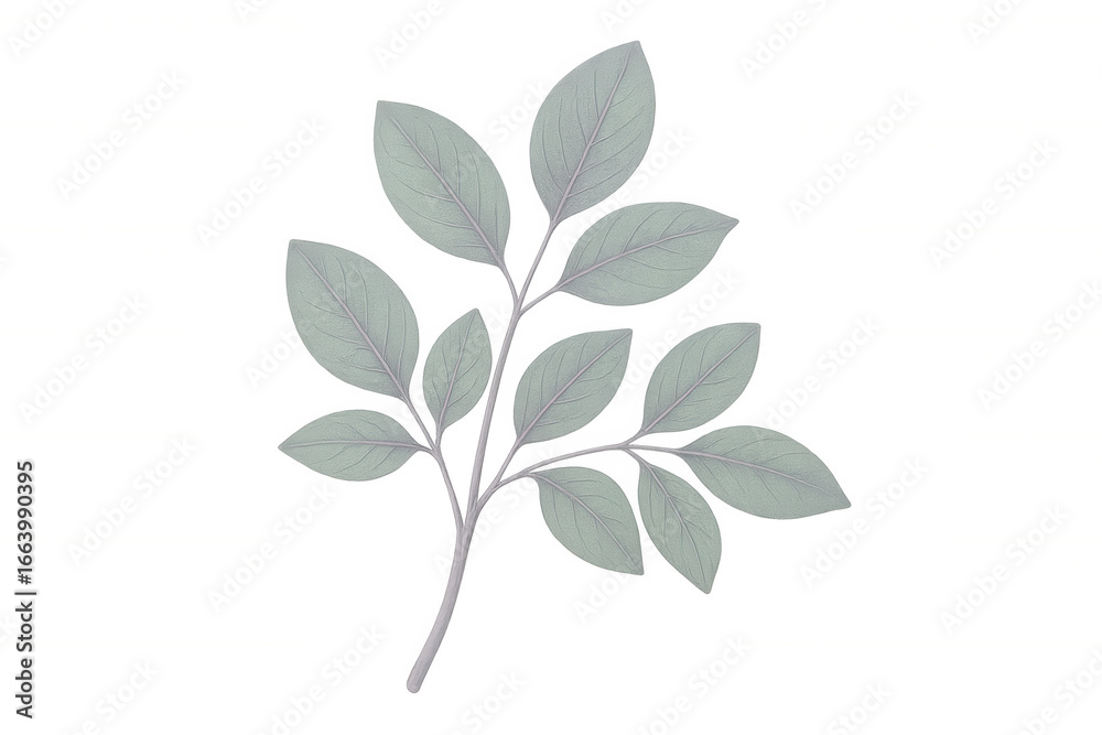 Naklejka premium Green botanical branch with transparent overlay, ideal for digital design and creative layouts