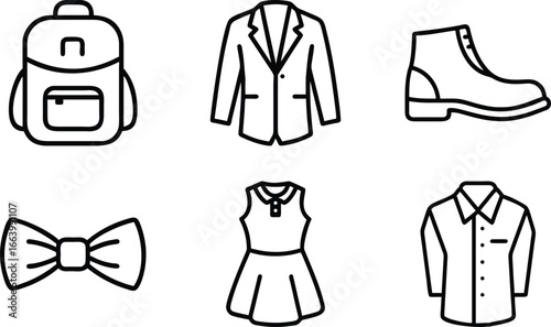 Black Outline Icons of Fashion and Clothing Items backpack 1