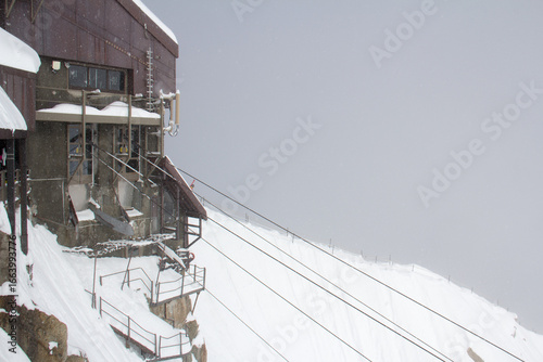 Aiguille du Midi in snowy weather Chamonix Haute-Savoie France