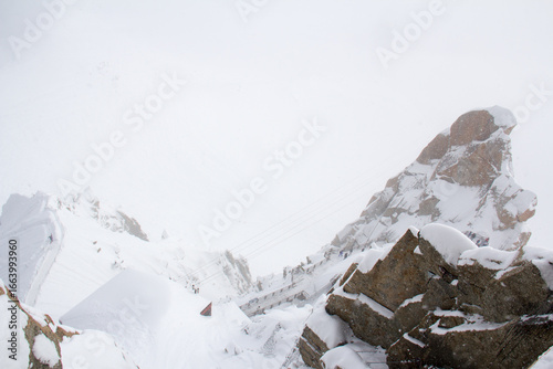 Aiguille du Midi in snowy weather Chamonix Haute-Savoie France
