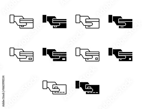 Payment UI Icon Set Solid and Line Money Finance Vector Style Collection
