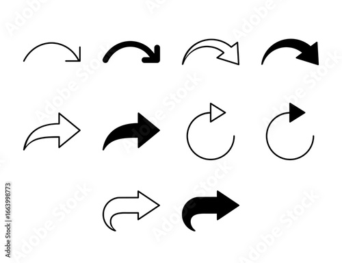 Redo UI Icon Set Solid and Line Forward History Vector Style Collection