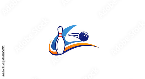 Bowling Ball Hitting Pin Sport Illustration