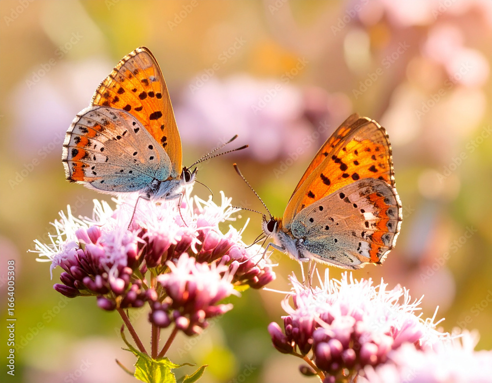 Obraz premium beautiful colorful butterflies sucking flower nectar