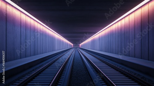 Subway Track View with Smooth Lighting in Corridor