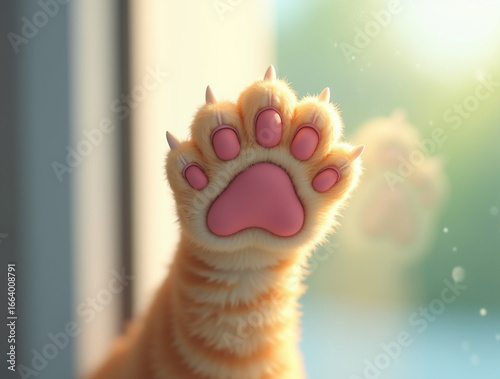 Close Up Soft Focus Kitten Paw Pad and Claw Detail Illustration