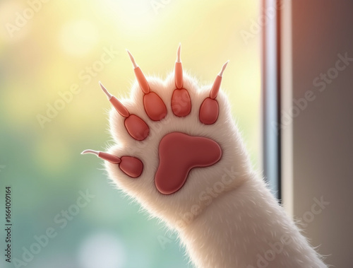 Detailed Digital Painting of a Furry Paw Print with Sharp Claws