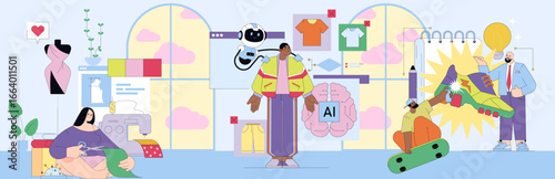 Creative AI in Fashion Design Vector Illustration