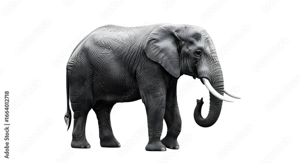 Obraz premium Isolated Elephant Side Profile in Black and White