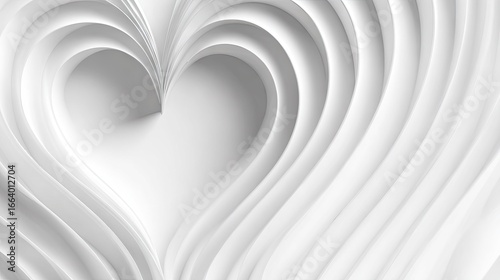 Abstract heart shape formed by layered, curved lines.
