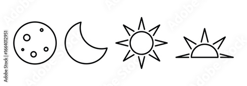 Sun and moon icon. Symbol of day and night.  Dark and light mode symbol. Vector illustrator