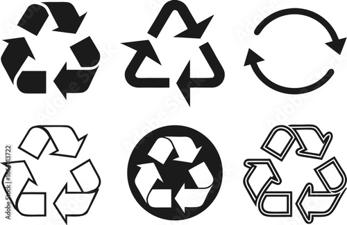Recycle signs. Recycle arrow collection. Recycling icon set. Vector illustration 
