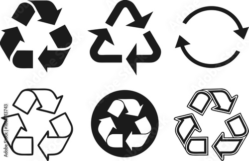 Recycle signs. Recycle arrow collection. Recycling icon set. Vector illustration 
