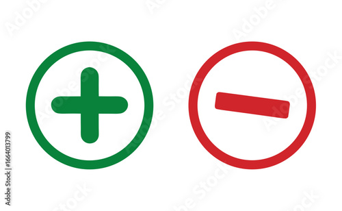 Plus and minus sign set. Vector illustration 
