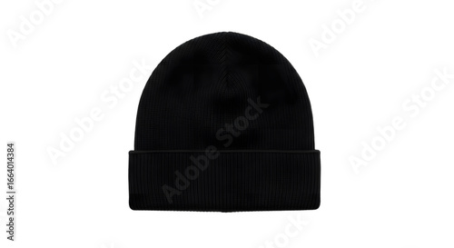Black Beanie Hat on Isolated Background