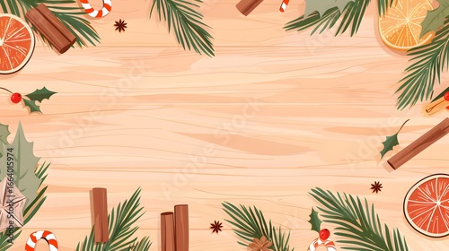 A festive Christmas themed flat lay composition 