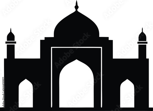 Islamic architecture gate vector design illustration masjid entrance silhouette vector