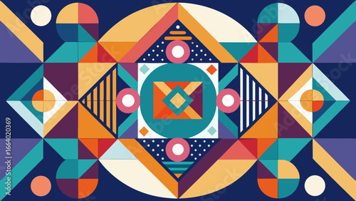 Geometric shapes arranged in a symmetrical pattern art