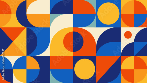 Geometric pattern with circles and semicircles design