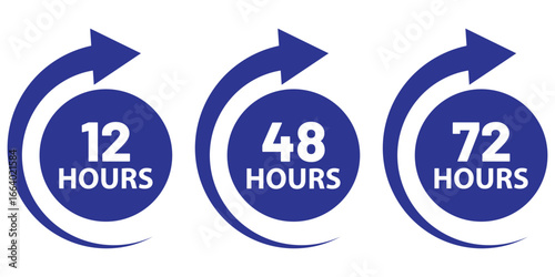 Compact UI and Repeating Clocks Pack. Red small-clock grid with arrow accents. 12, 48 and 72 hours clock arrow. Clock arrow vector work time Time Tracking and Management Infographic. eps 10