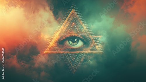 The eye within the illuminated triangle is looking at you