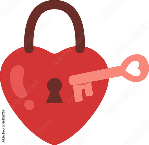 Heart Lock Unlocked by Pink Key, Romantic Valentine's Day