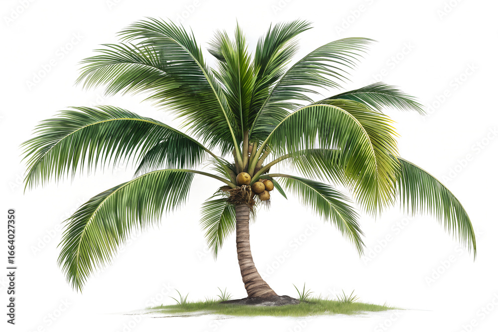 Fototapeta premium Coconut Palm Tree Isolated on White Background 