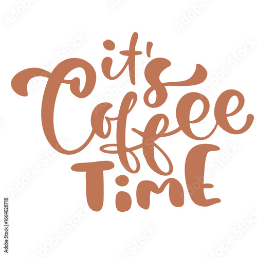 Playful Hand Lettering Coffee Time Phrase with Swirls and Dots Decoration