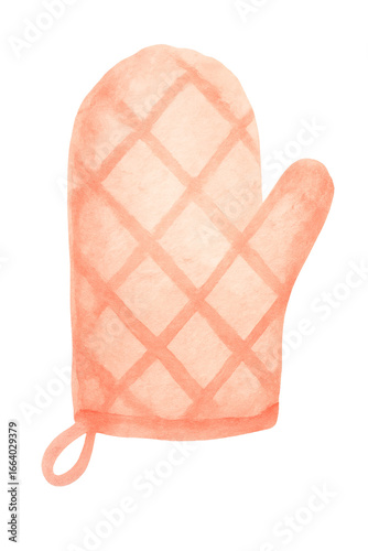 Oven mitt watercolor illustration on transparent background, isolated PNG