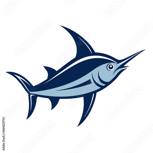 Blue Marlin Fish Illustration on White Background marine