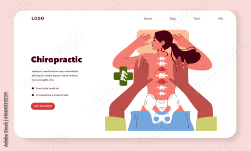 Chiropractic Session Vector Illustration Showing Spinal Care