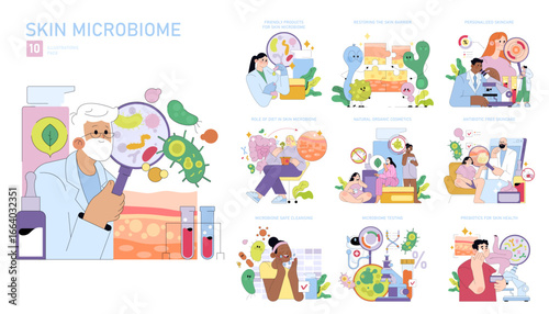 Skin Microbiome Research Concept Vector Illustration